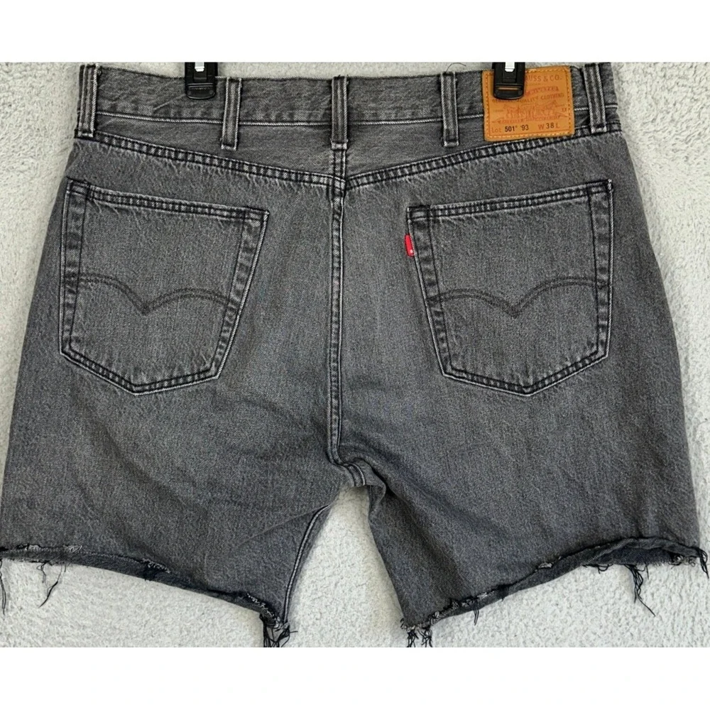 Levis Premium 501 93 XX Shorts Mens 38 Grey Denim Raw Hem Denim Jean Button Fly